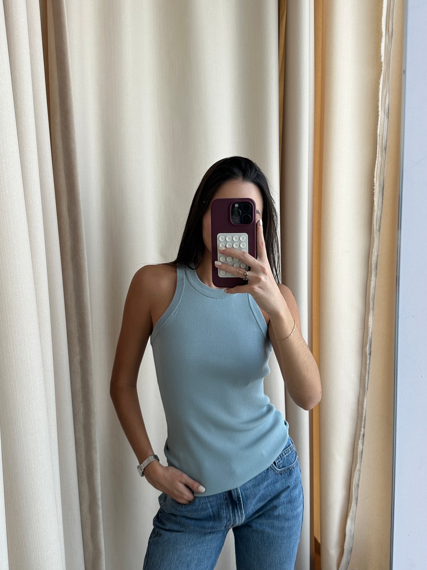 CREWNECK TIRANTES SEAFOAM