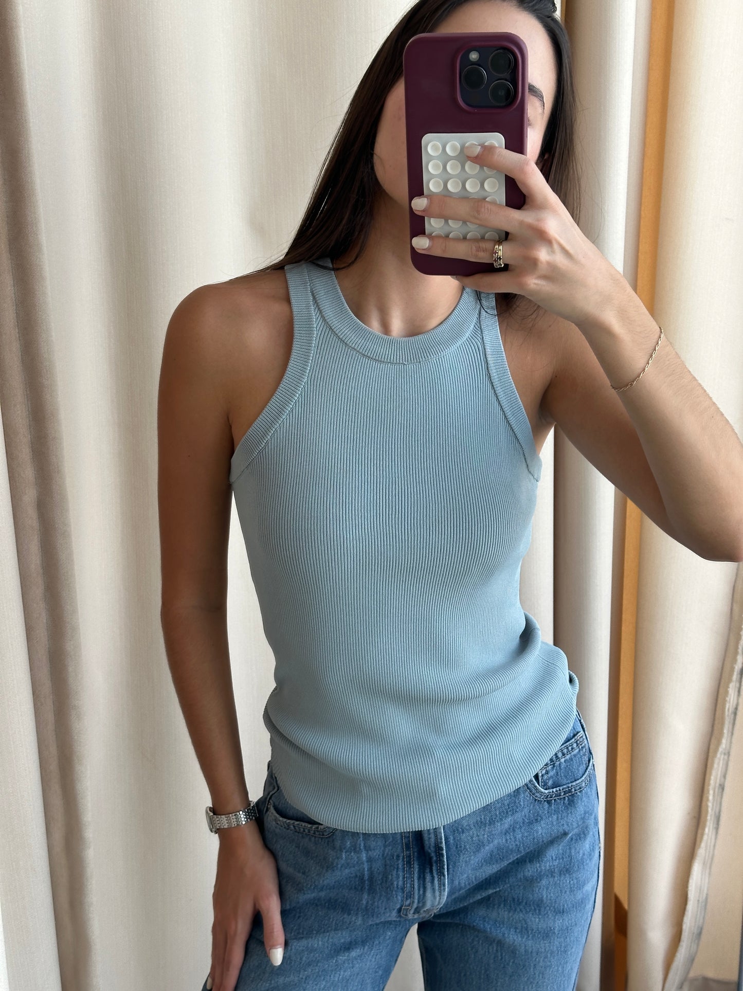 CREWNECK TIRANTES SEAFOAM