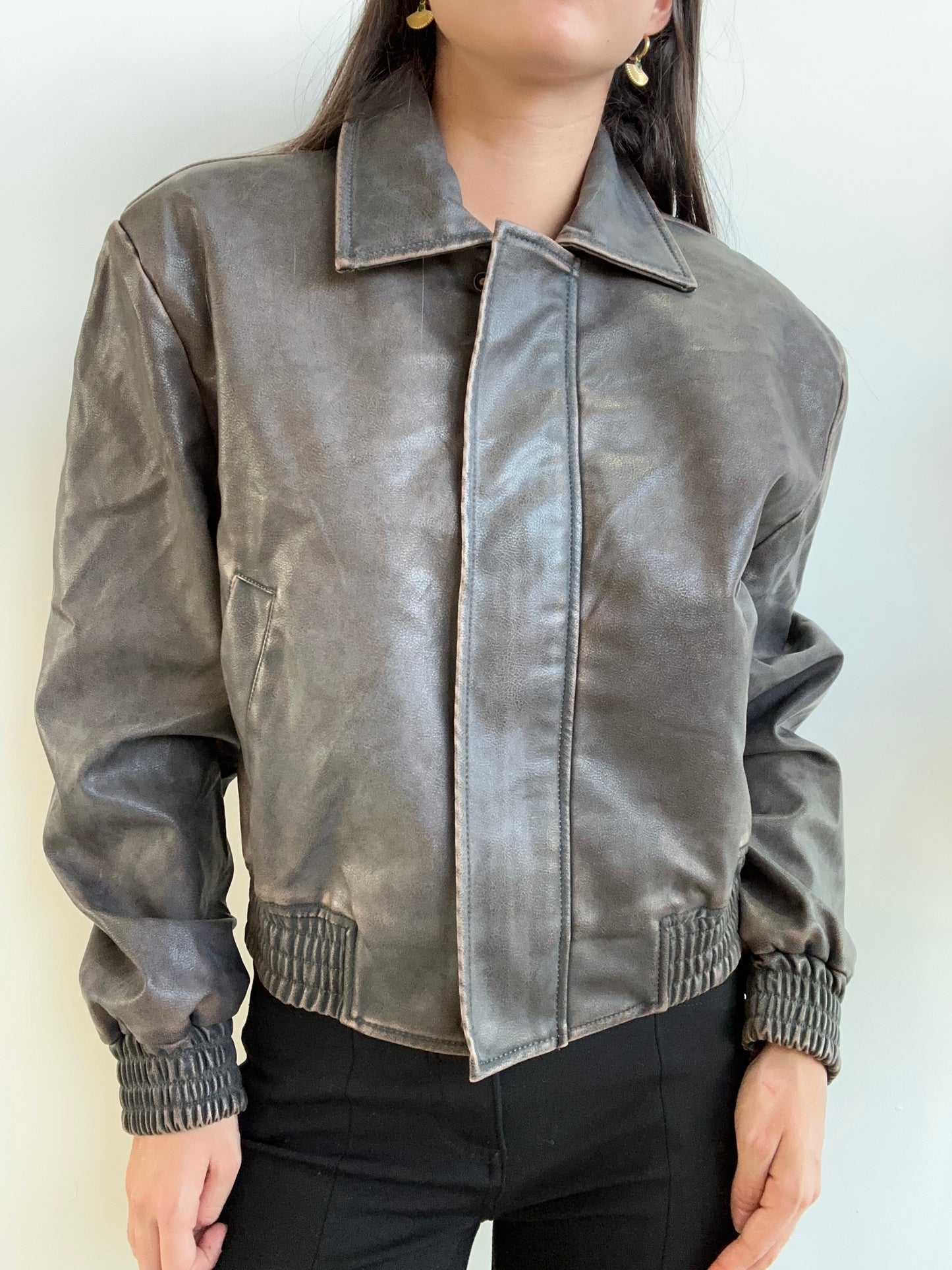 BROWN LEATHER BOMBER