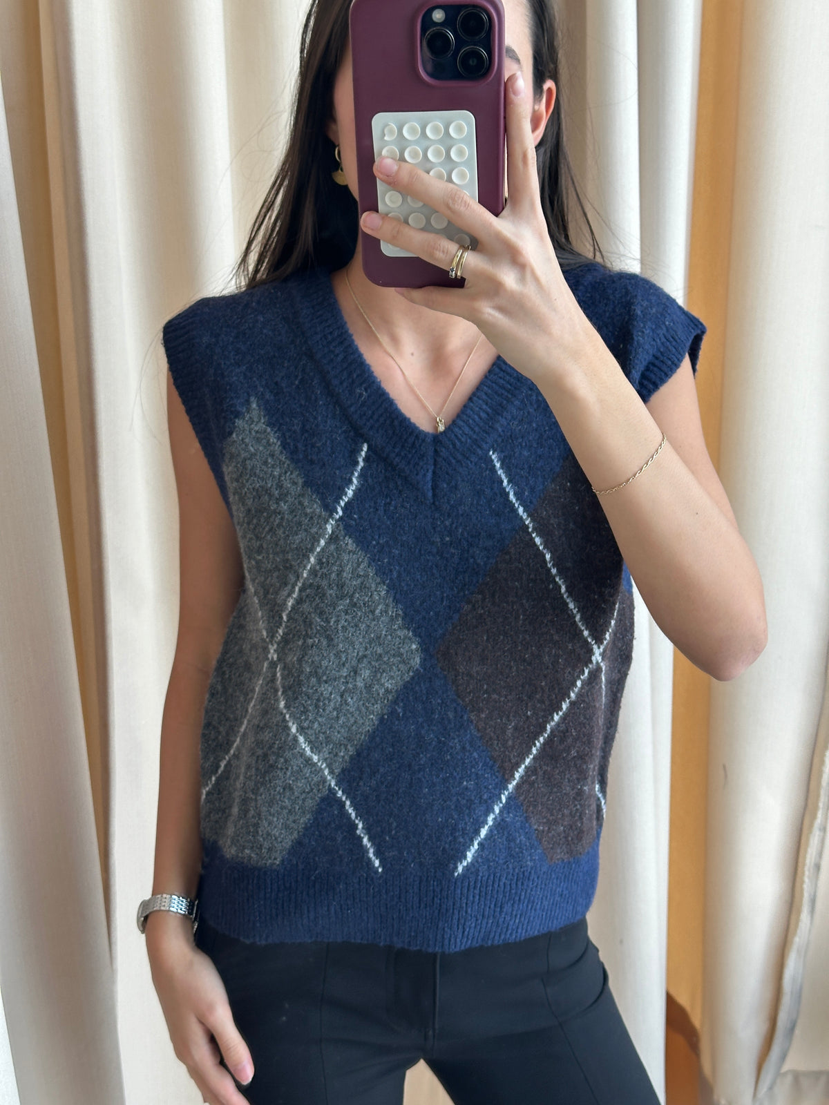 CHALECO NAVY ROMBO