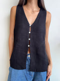 BLACK KNIT VEST TOP
