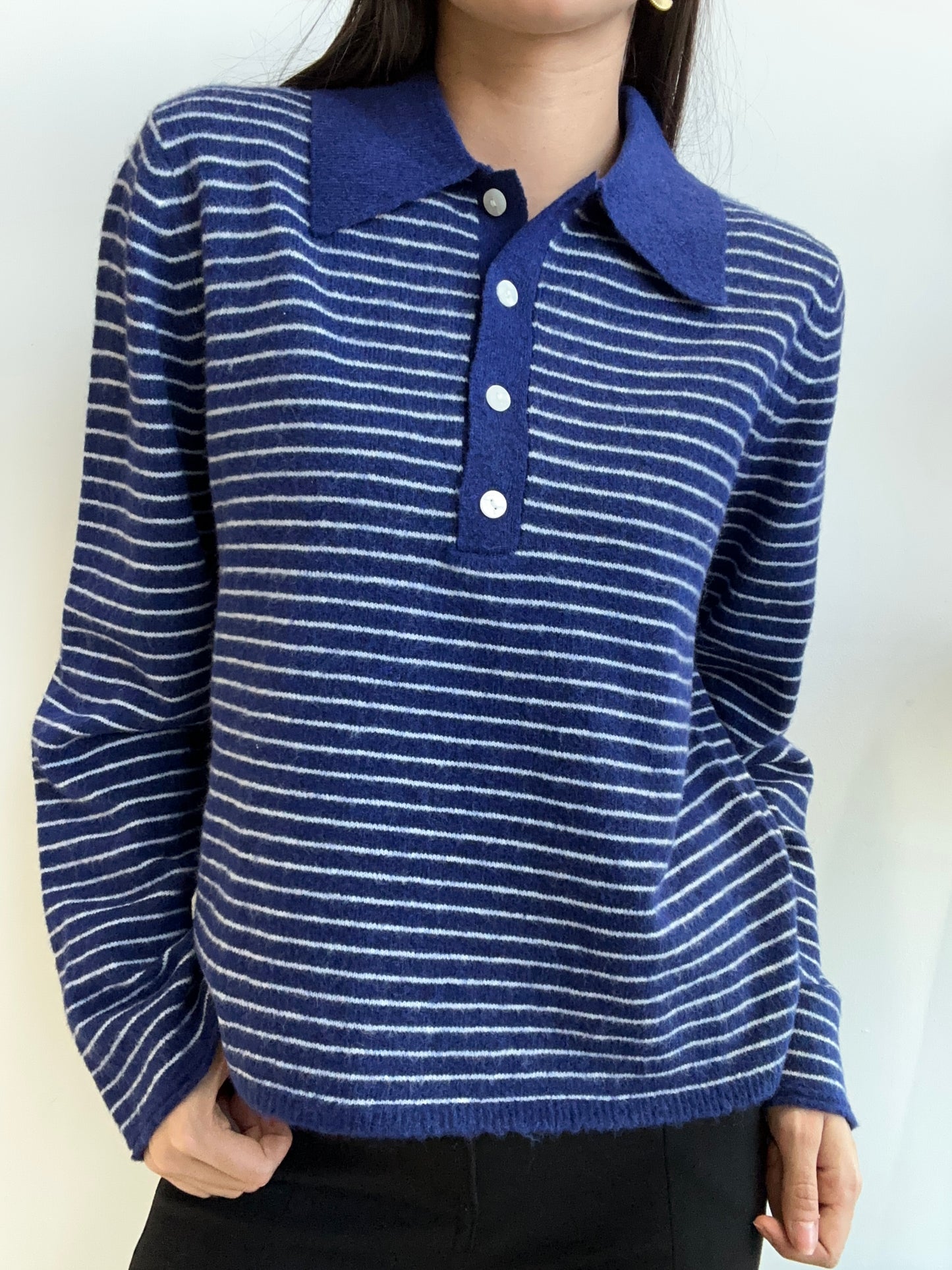 DARK BLUE STRIPE CARDIGAN