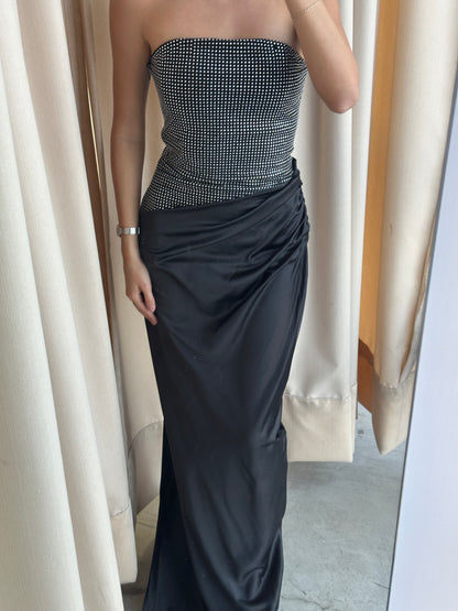 VESTIDO LARGO TOP PIEDRA NEGRO