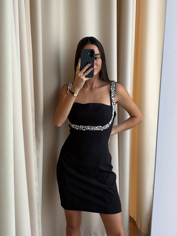 PEARL BLACK MINI DRESS