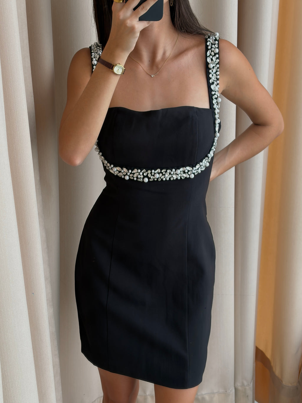 PEARL BLACK MINI DRESS
