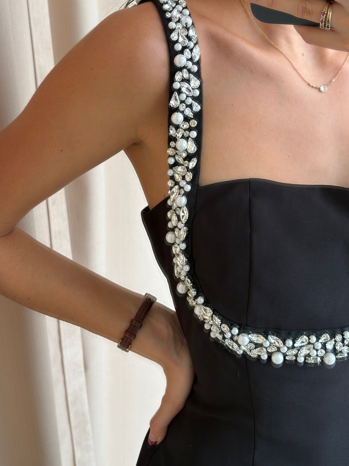 PEARL BLACK MINI DRESS
