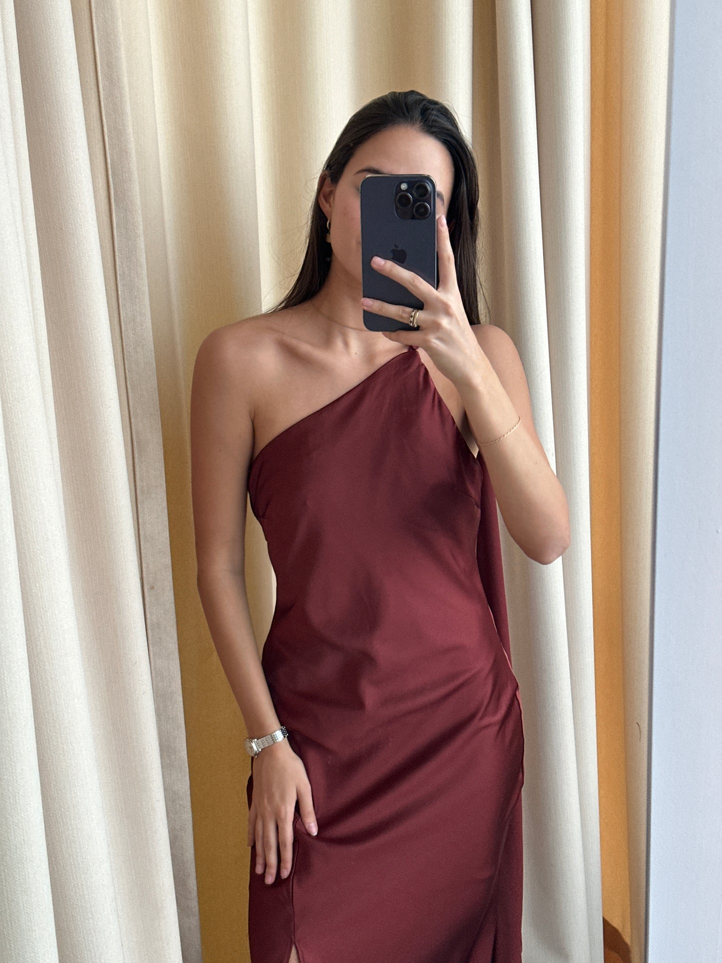 MERLOT LONG SCARF DRESS