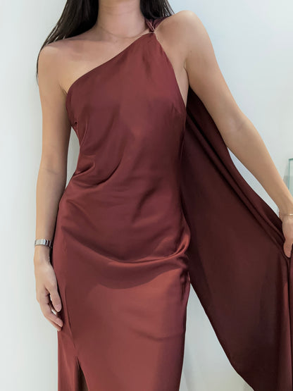 MERLOT LONG SCARF DRESS