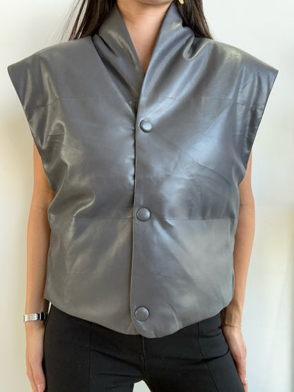CHARCOAL LEATHER VEST
