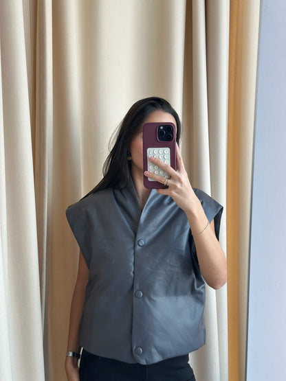 CHARCOAL LEATHER VEST