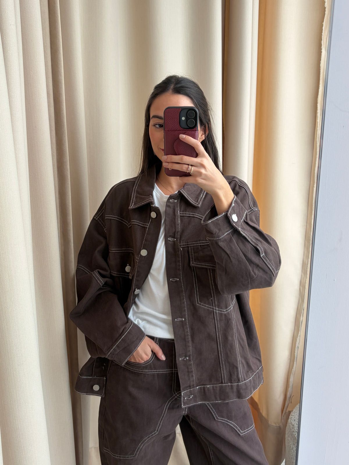 OVERSIZED DARK BROWN JEAN JACKET