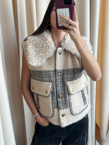PLAID SHERPA VEST