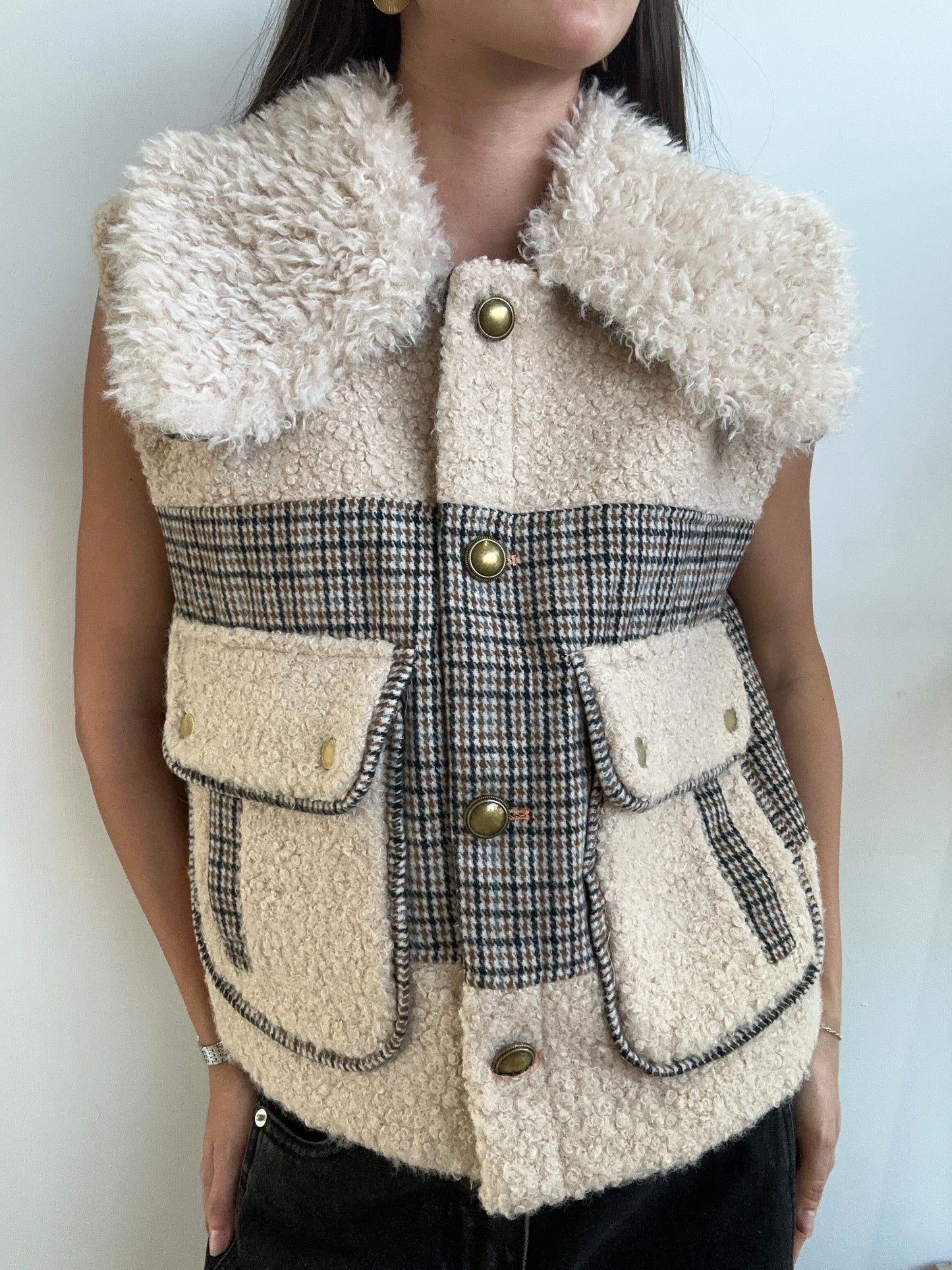 PLAID SHERPA VEST