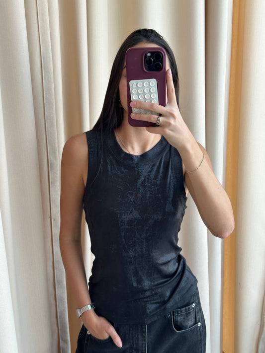 BLACK TANK TOP GLIT