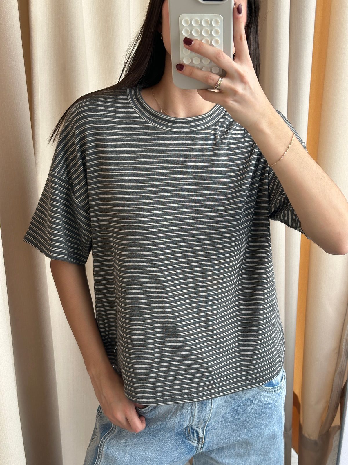 CHARCOAL STRIPED TSHIRT