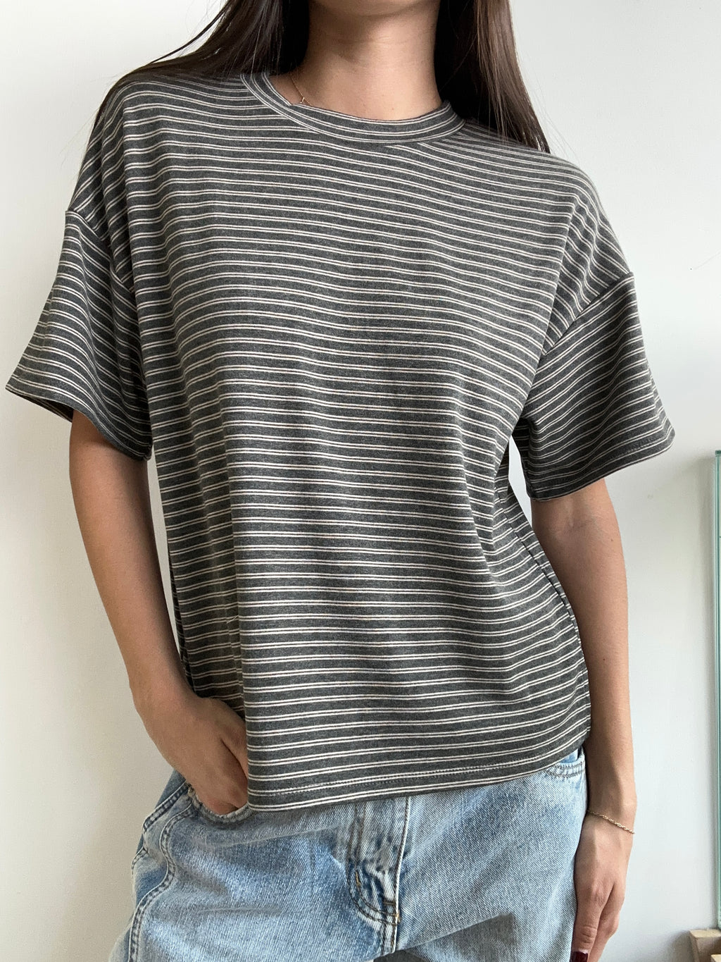 CHARCOAL STRIPED TSHIRT