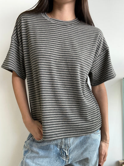 CHARCOAL STRIPED TSHIRT