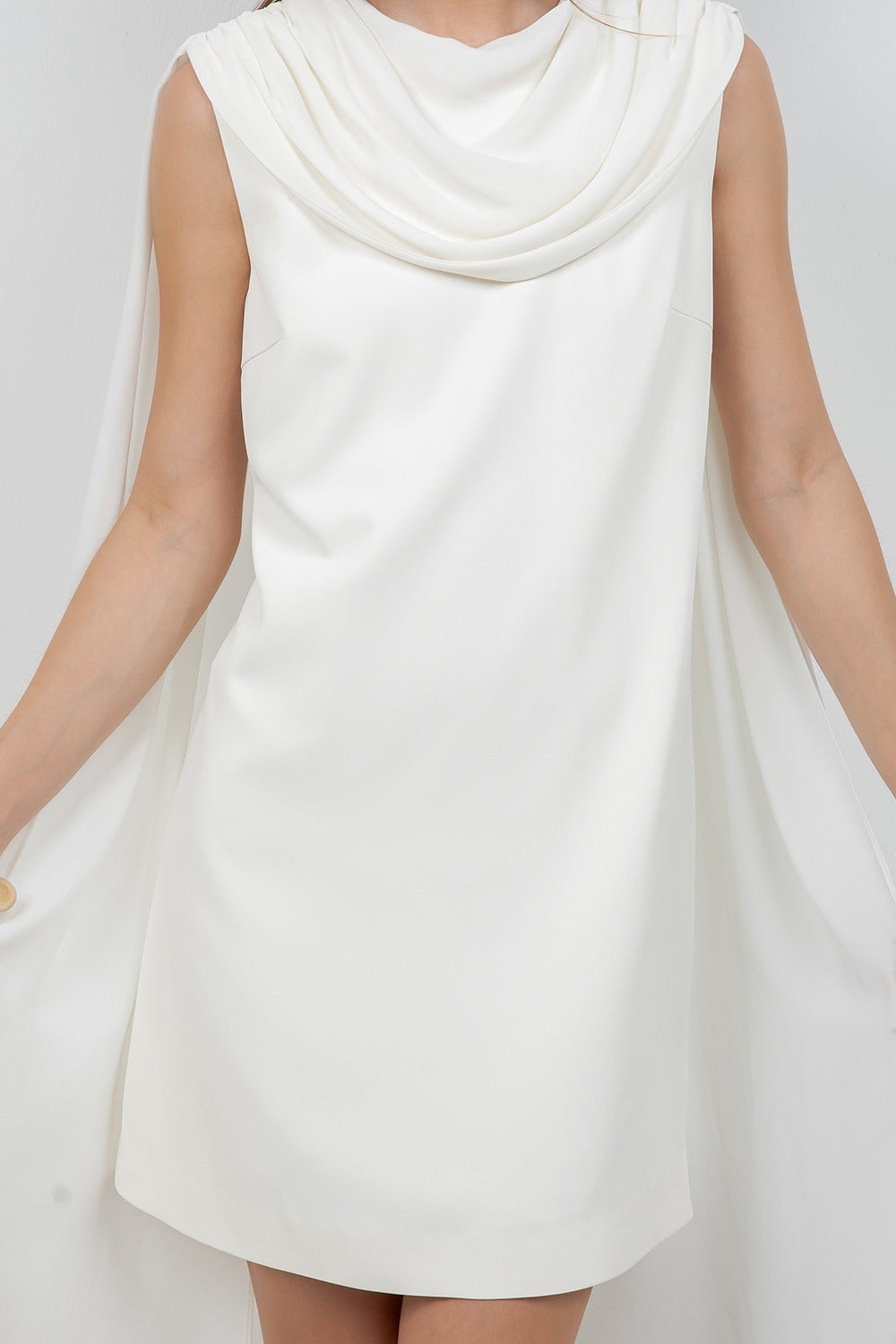 IVORY MINI DRESS WITH CAPE