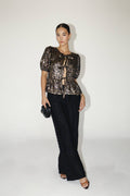 BLACK BOW LEOPARD SHIRT