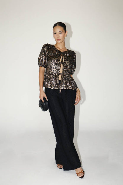 BLACK BOW LEOPARD SHIRT