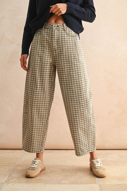 MINI CHECKER BARREL PANTS
