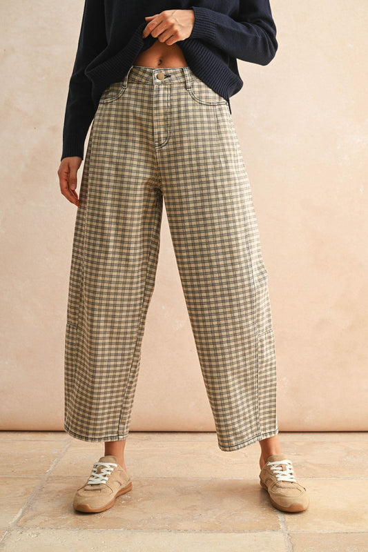 MINI CHECKER BARREL PANTS