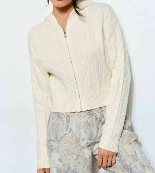 ZIP UP BONE CARDIGAN