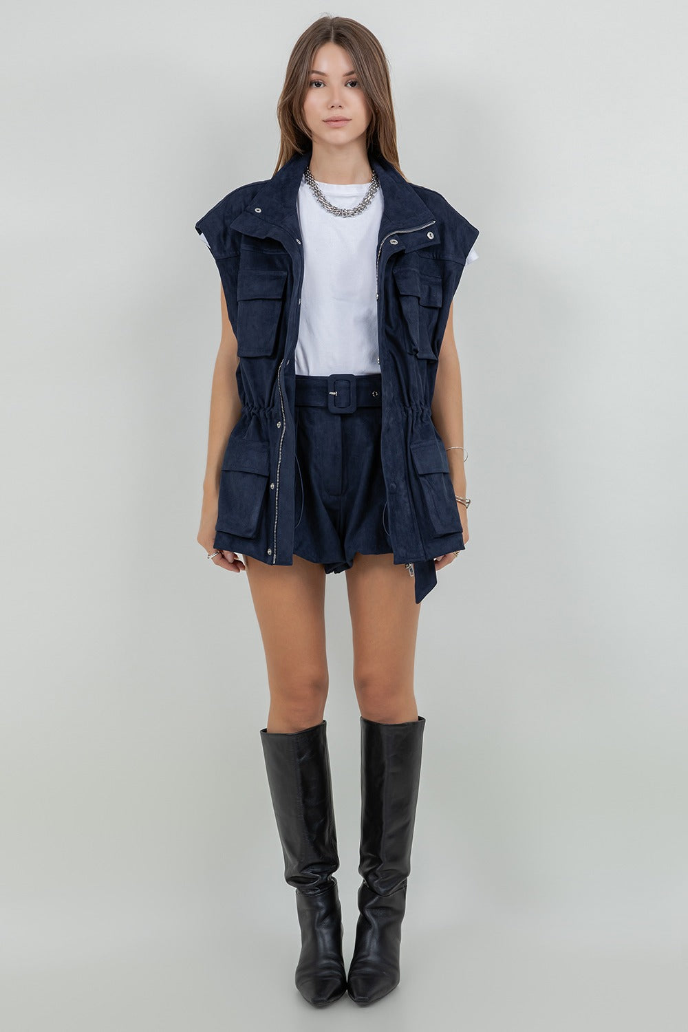 CHALECO NAVY SUEDE