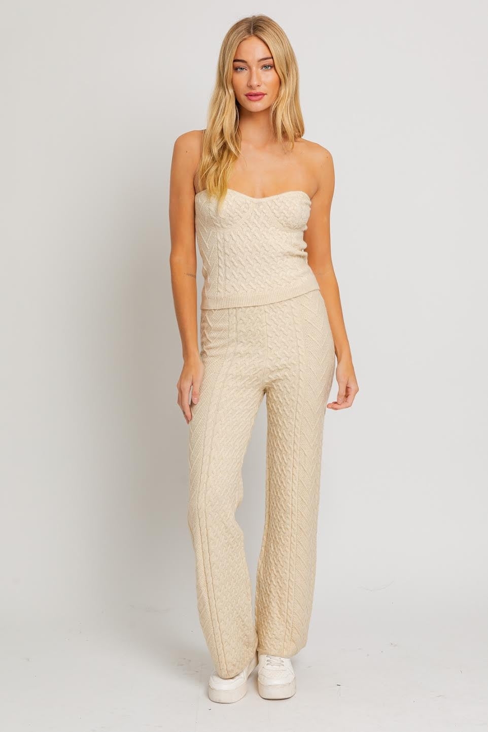 SET SUETER TOP CREMA