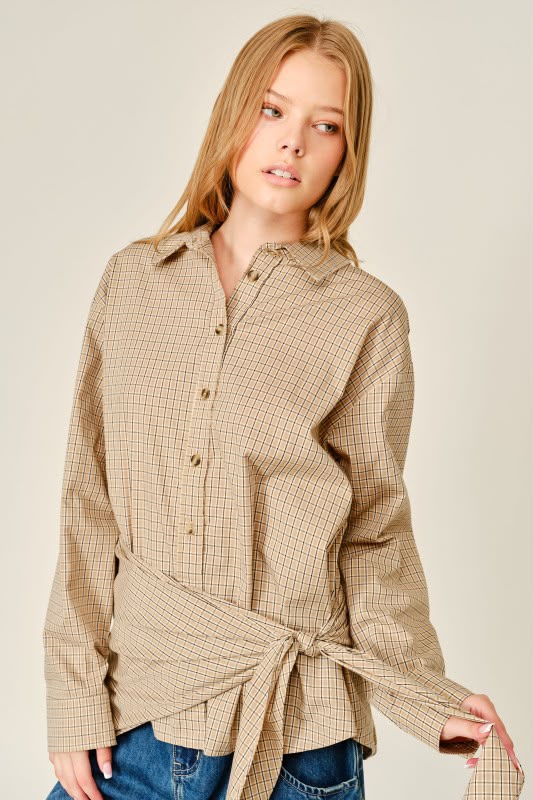 PLAID SHIRT WITH KNOT DETAIL