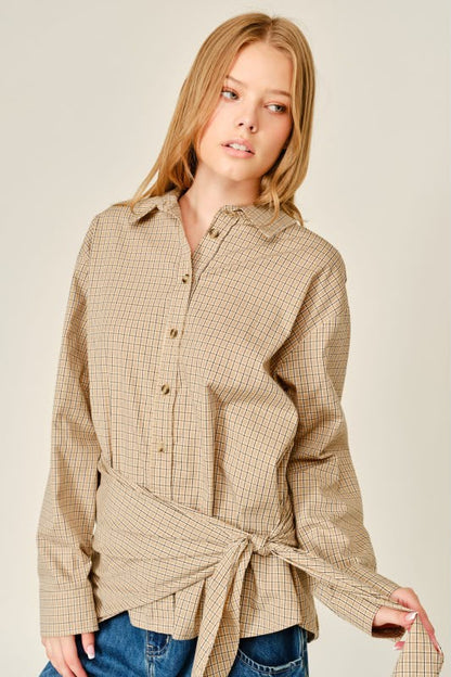 PLAID SHIRT WITH KNOT DETAIL