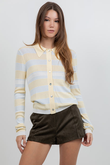 YELLOW BLUE POLO STRIPE