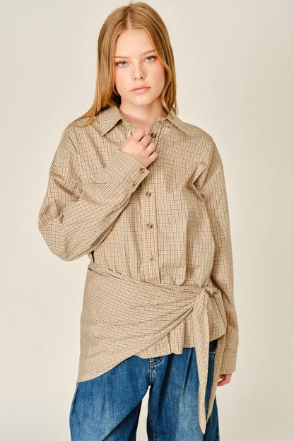 PLAID SHIRT WITH KNOT DETAIL