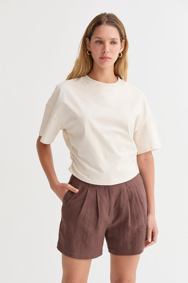 SEMI CROPPED TSHIRT BONE