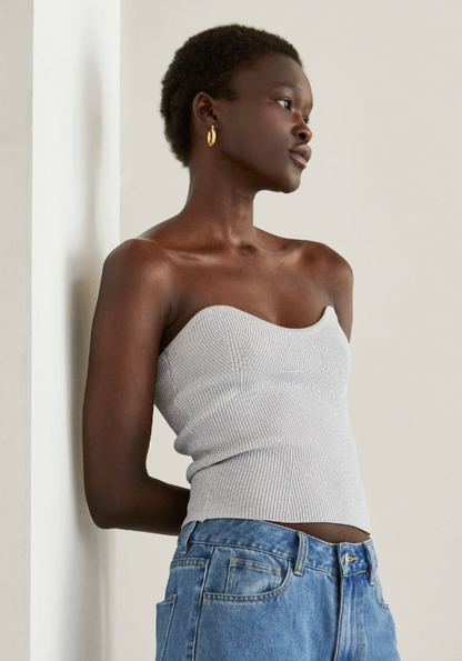 TOP METALICO STRAPLESS PLATA