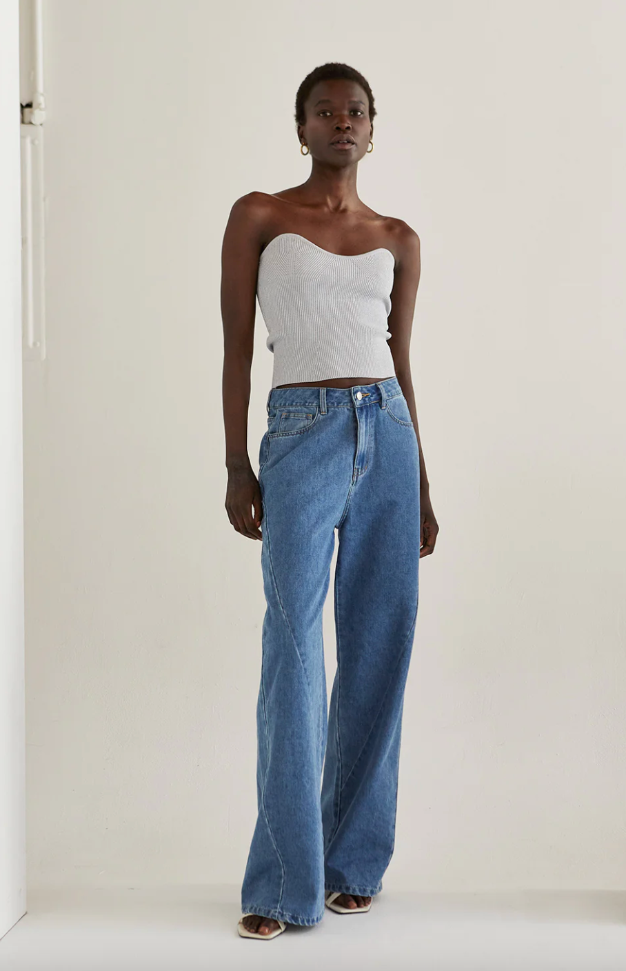 TOP METALICO STRAPLESS PLATA