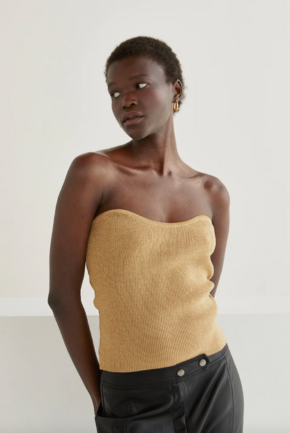 TOP METALICO STRAPLESS DORADO