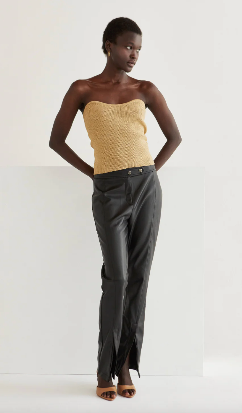 TOP METALICO STRAPLESS DORADO