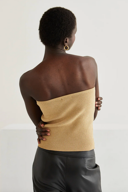 TOP METALICO STRAPLESS DORADO