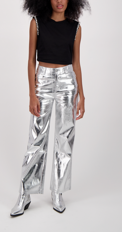PANTALON METALICO PLATEADO