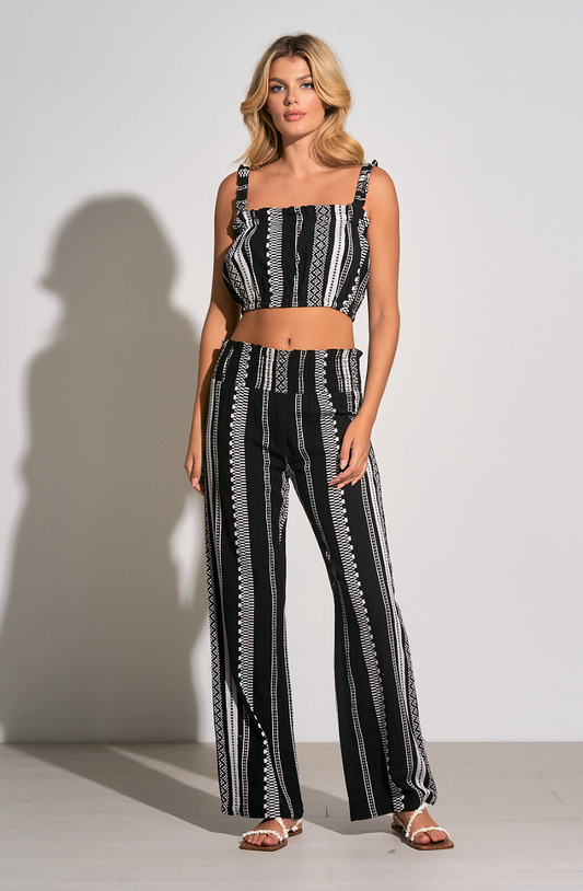 SET NEGRO PANTALON CON RAYAS BLANCAS