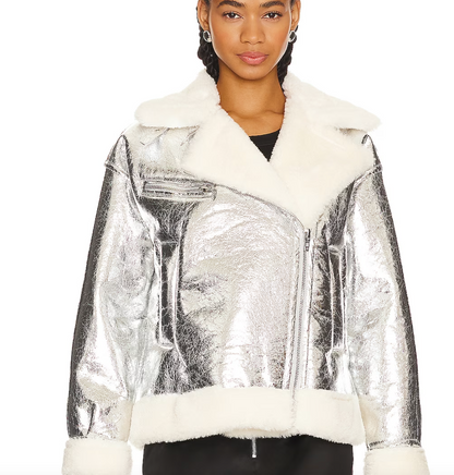 CHAMARRA PIEL PLATEADA