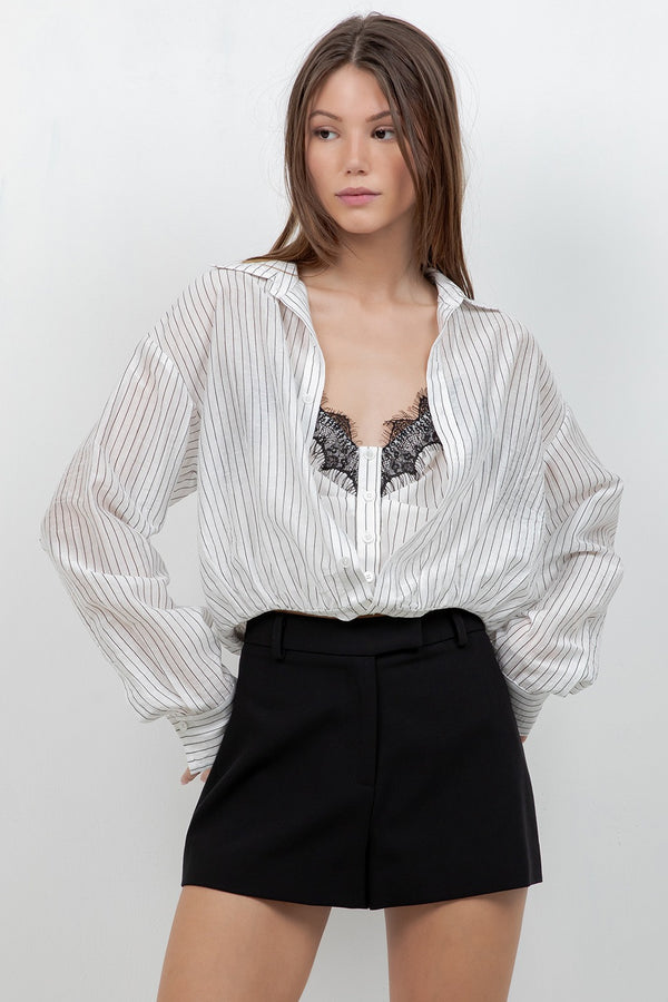 DOUBLE LAYERED LACE WHITE SHIRT