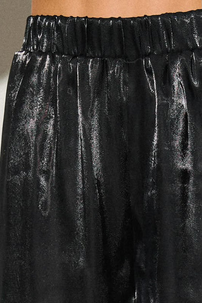 BLACK SATIN BALLOON PANTS
