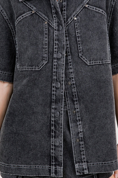 WASHED BLACK DENIM SET