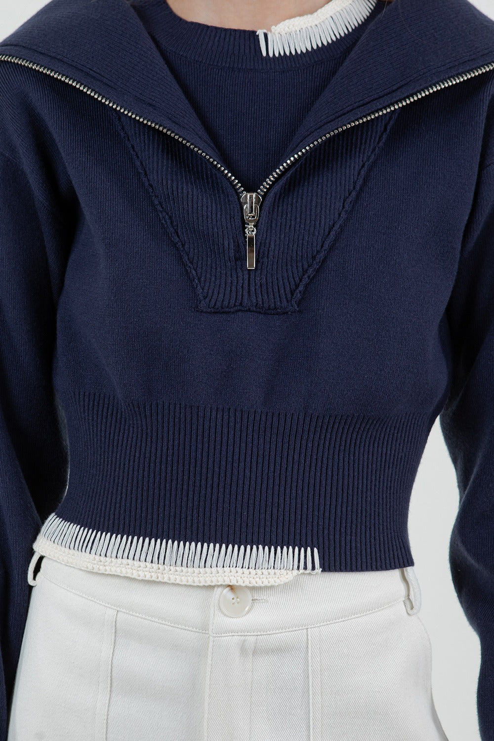 NAVY STITCHED SWEATER