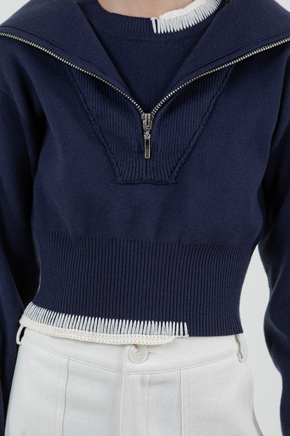 NAVY STITCHED SWEATER