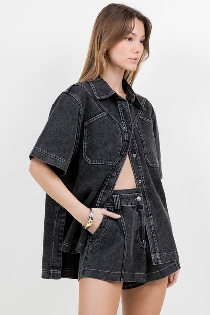 WASHED BLACK DENIM SET