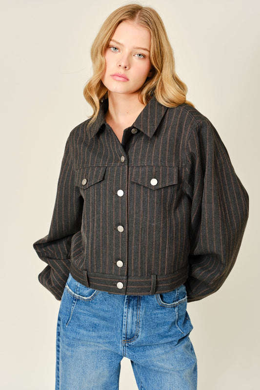PUFF SLEEVE STRIPED JACKET