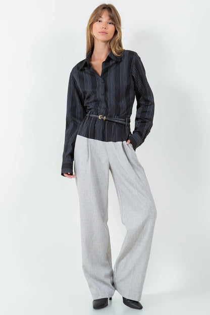 GRAY BLACK STRIPED PANTS